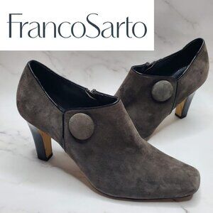 Franco Sarto Gray Suede Ankle Boots Booties L-ARTISTA Side Zip Women's 8.5